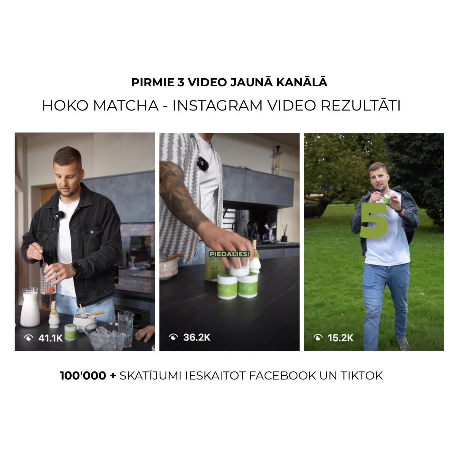 Hoko Matcha: 100&nbsp;000+ skatījumi no pirmajiem 3 video