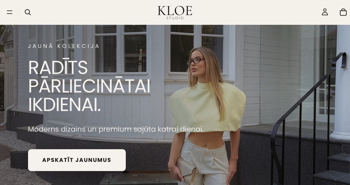 KLOE Studio interneta veikals — sākumlapa